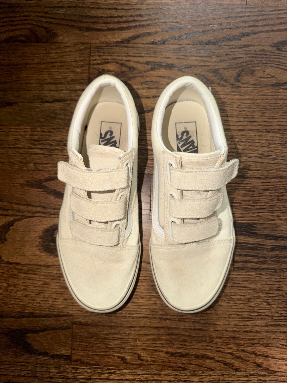 Vans Cream Velcro Old Skool Sneakers